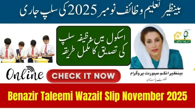 Benazir Taleemi Wazaif Slip November 2025