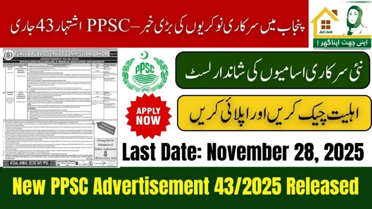 Punjab Govt Launches PPSC Advertisement 43/2025