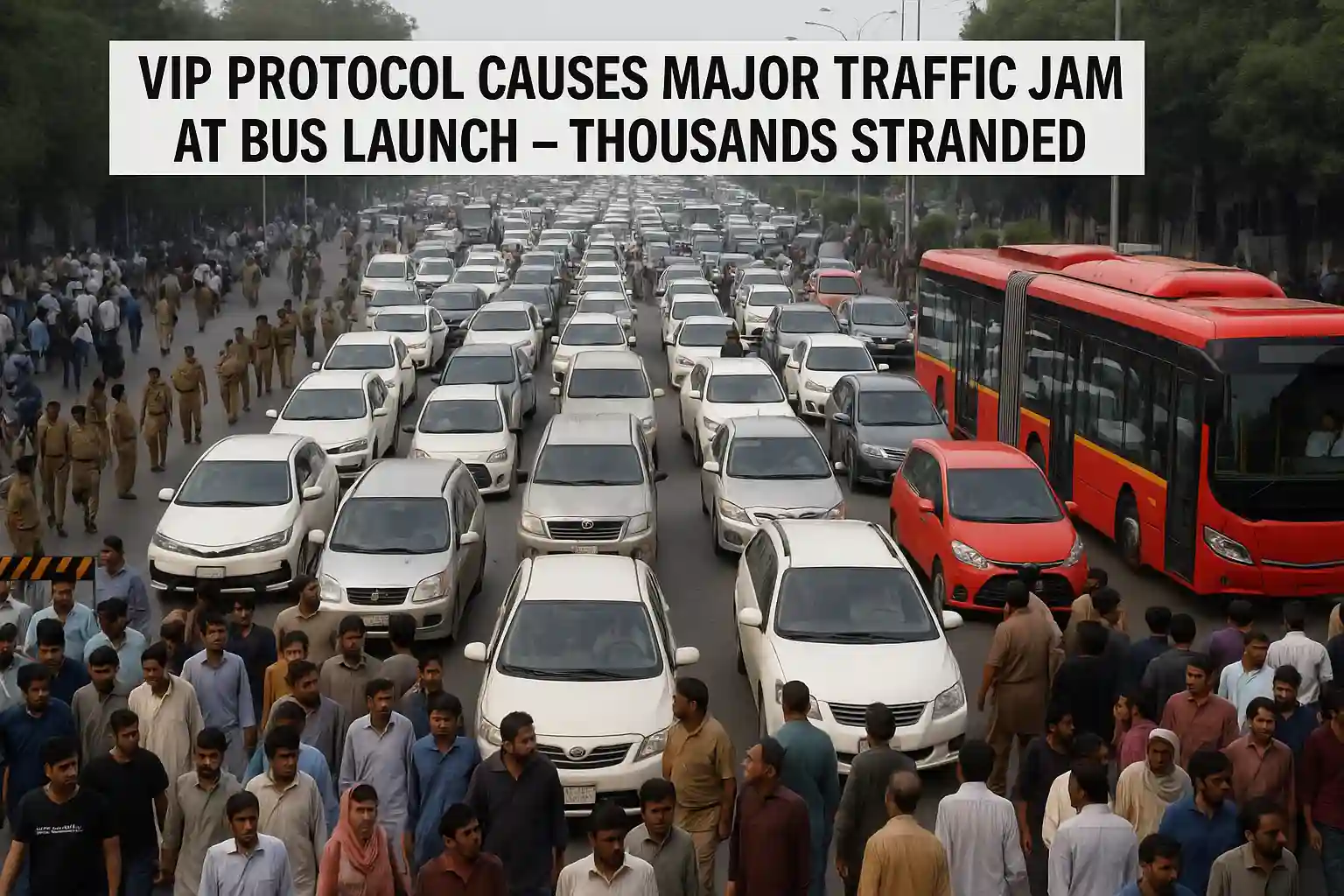 VIP Protocol Causes Major Traffic Jam at Bus Launch